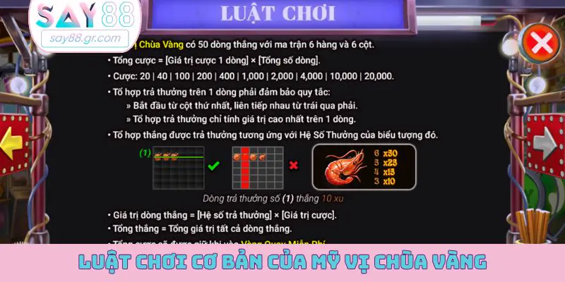 Luật chơi cơ bản của Mỹ Vị Chùa Vàng